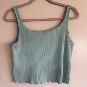 Carbon38 Women's Ribbed cropped Tank Top with built in bra - Light Teal